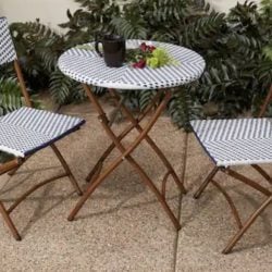 French Caf 3-Piece Wicker Outdoor Patio Folding Bistro Set
